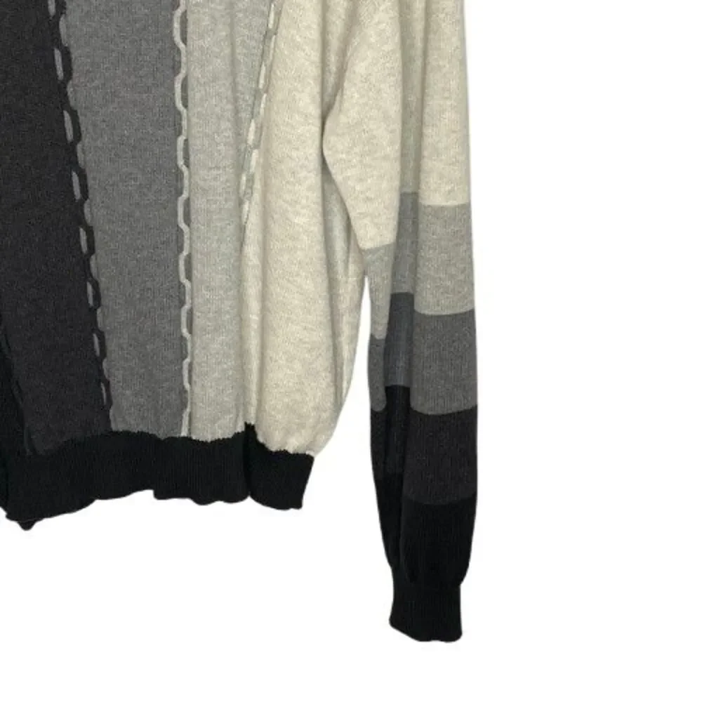 VTG 90s Bachrach Mens Color Block‎ Crew Neck Sweater XL Black Gray Retro Hipster
